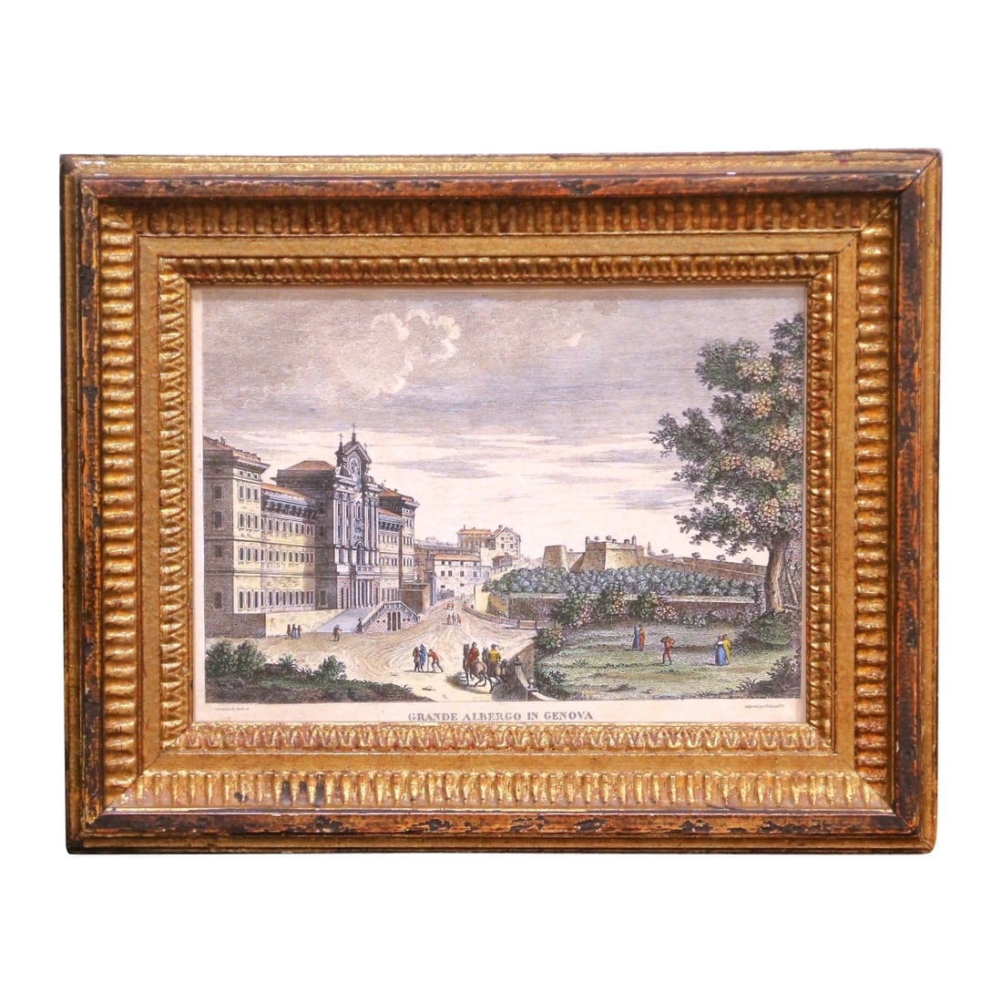 Framed hand colored Genoa engraving after Zucchagni in giltwood (1 of 15)