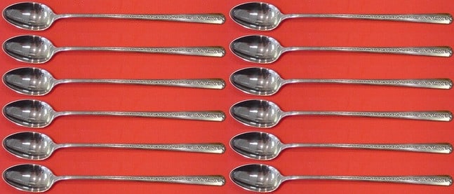 Towle Rambler Rose Sterling Silver Iced Tea Spoon Set 12 Pieces 8 Inch (1 of 4)
