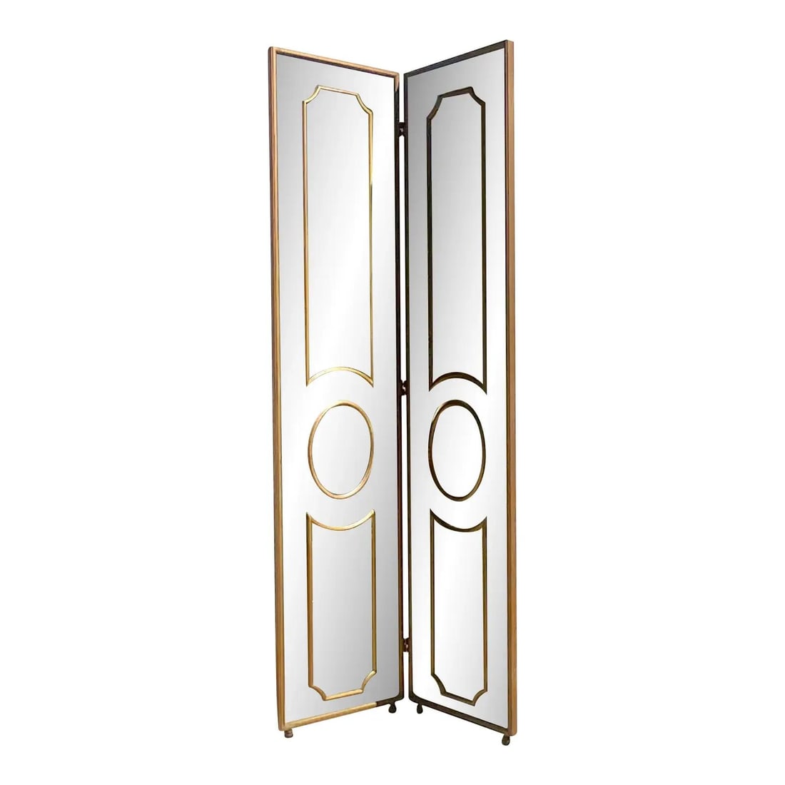 Vintage Regency Gilt Mullion Smoked Mirror Folding Screen 36 x 80.5 (1 of 7)