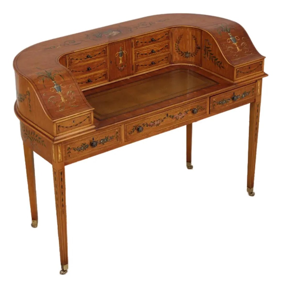 Hand Painted Satinwood Carlton House Desk 52w x 23d x 38.5h (1 of 10)