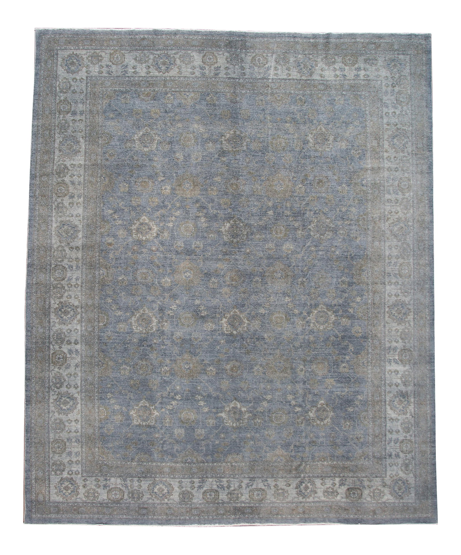 Vintage Overdyed Wool Rug 12' x 14'7' Blue Gray Design (1 of 10)