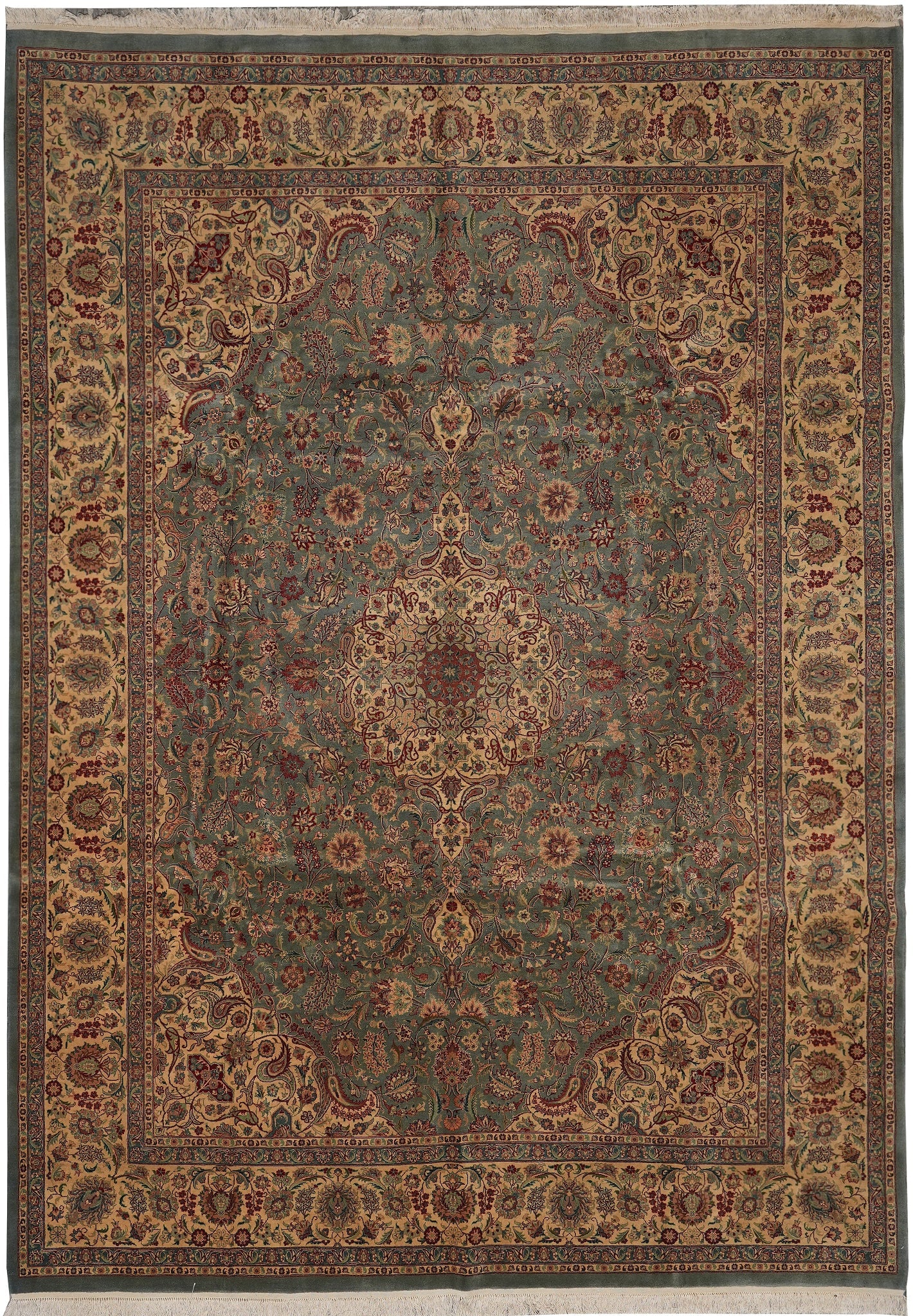 9 x 12.5 Pakistani 18 18 Handmade Wool Rug Green (1 of 13)