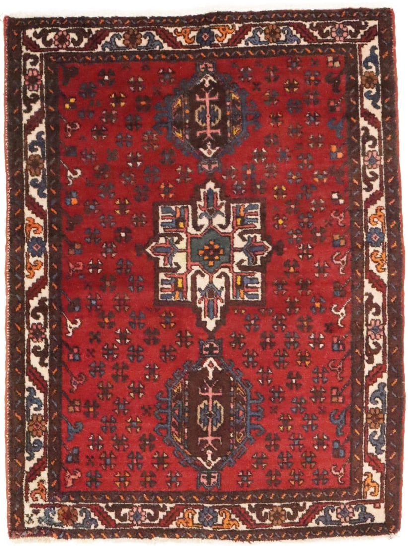 Vintage Handmade Tribal Oriental Area Rug Wool 3'5 x 4'7 Unique Decor (1 of 14)