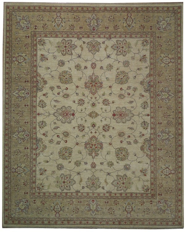 8 x 9.9 Peshawar Zigler Chobi Hand-Knotted Natural Wool Area Rug: 8 x 9.9 Peshawar Zigler Chobi Hand-Knotted Natural Wool Area Rug Free continental US Shipping This 8 x 9.9 Peshawar Zigler Chobi area rug is expertly hand-knotted from natural, hand-spun wool. Origina