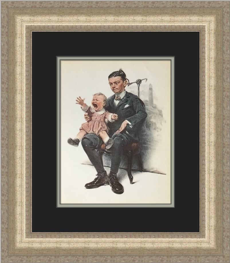 Norman Rockwell Open Edition Print in Antique Silver Frame: Norman Rockwell Open Edition Print in Antique Silver Frame This is a professionally custom-framed open edition print of "Sitting For A Portrait" by Norman Rockwell. Produced in 1979 using offset litho