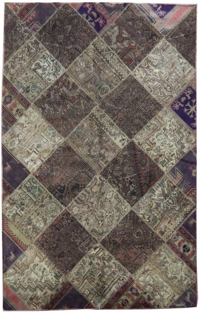 6.3 x 9.8 Handcrafted Multi Color Antique Persian Patchwork Rug (1 of 6)