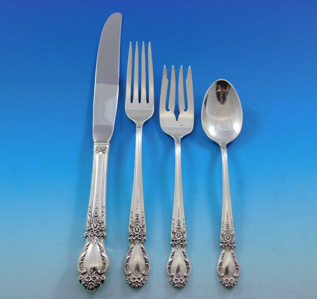 48 Piece Sterling Silver Flatware Service for 12 Brocade International Silver: 48 Piece Sterling Silver Flatware Service for 12 Brocade International Silver Brocade by International Sterling Silver flatware set for 12, 48 pieces total. This heirloom-quality set is composed of st