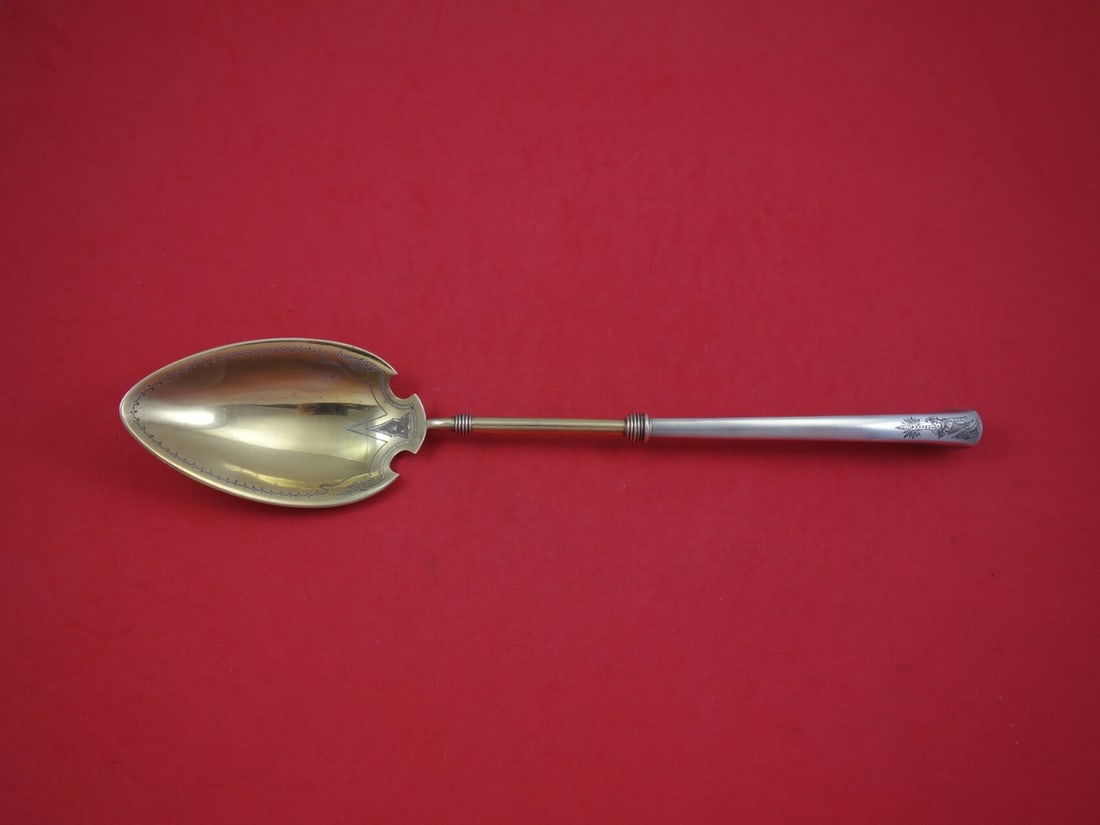 Gorham Angelo Sterling Silver Vegetable Serving Spoon 12 Inch Bright-Cut (1 of 2)