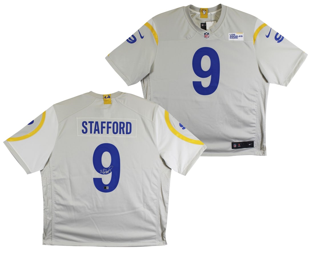 Matthew Stafford Signed Los Angeles Rams Nike Bone Game Jersey Beckett Witnessed: Matthew Stafford Signed Los Angeles Rams Nike Bone Game Jersey Beckett Witnessed Authentic signed bone Nike game jersey personally autographed by Matthew Stafford of the Los Angeles Rams. This origina