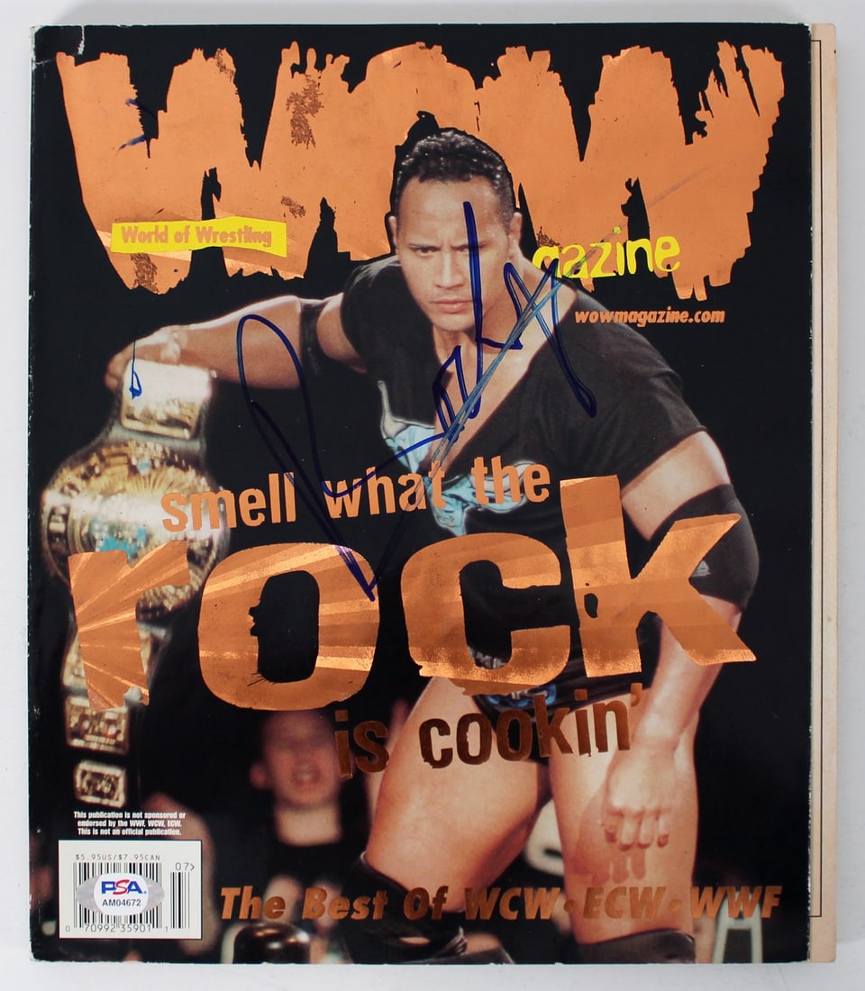 Autographed World of Wrestling Magazine PSA DNA Certified by Dwayne Johnson (1 of 10)