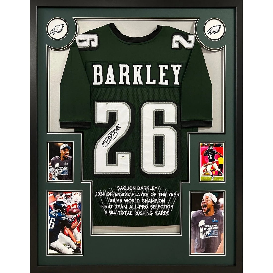 Saquon Barkley Autographed Framed Jersey Beckett Authenticated (1 of 2)