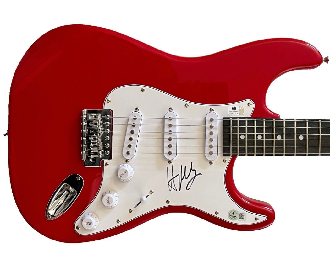Harry Connick Jr Autographed Electric Guitar Beckett Authenticated: Harry Connick Jr Autographed Electric Guitar Beckett Authenticated Own a piece of music history with this original Harry Connick Jr. autographed electric guitar, featuring his signature prominently di