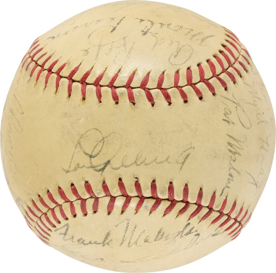 PSA 1936 New York Yankees championship team signed baseball Lou Gehrig (1 of 8)