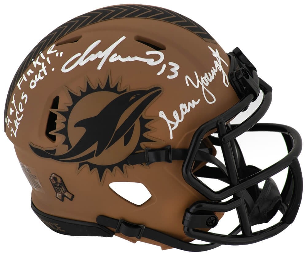 Miami Dolphins Mini Helmet Signed by Dan Marino and Sean Young with Inscriptions COA (1 of 1)