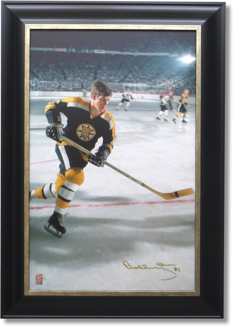 Bobby Orr Hand Signed Framed Canvas Back on the Puck Limited Edition 24x34 (1 of 5)