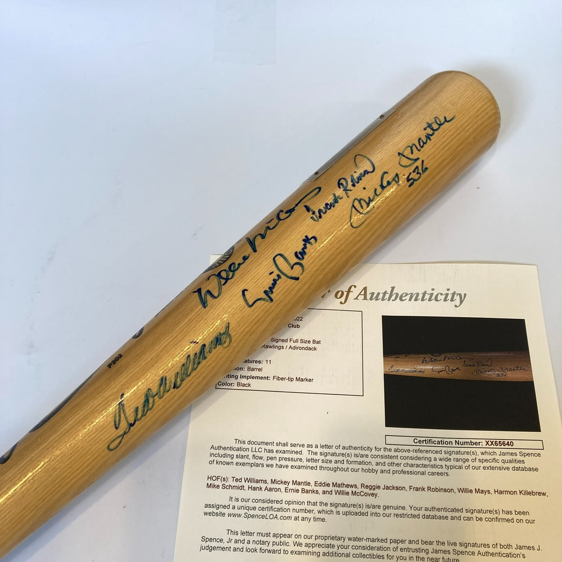 500 Home Run Club Signed 34" Bat by Mantle Williams Mays JSA COA Limited Edition (1 of 10)