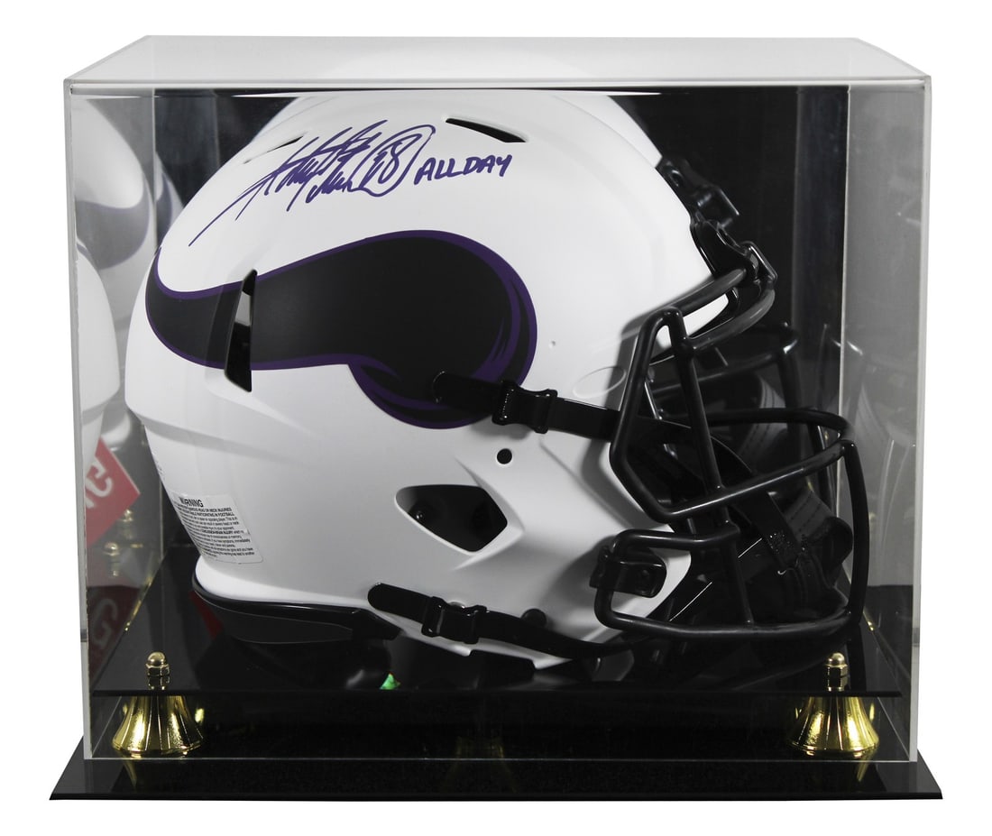 Adrian Peterson autographed Vikings Lunar Speed Proline helmet with display case (1 of 4)