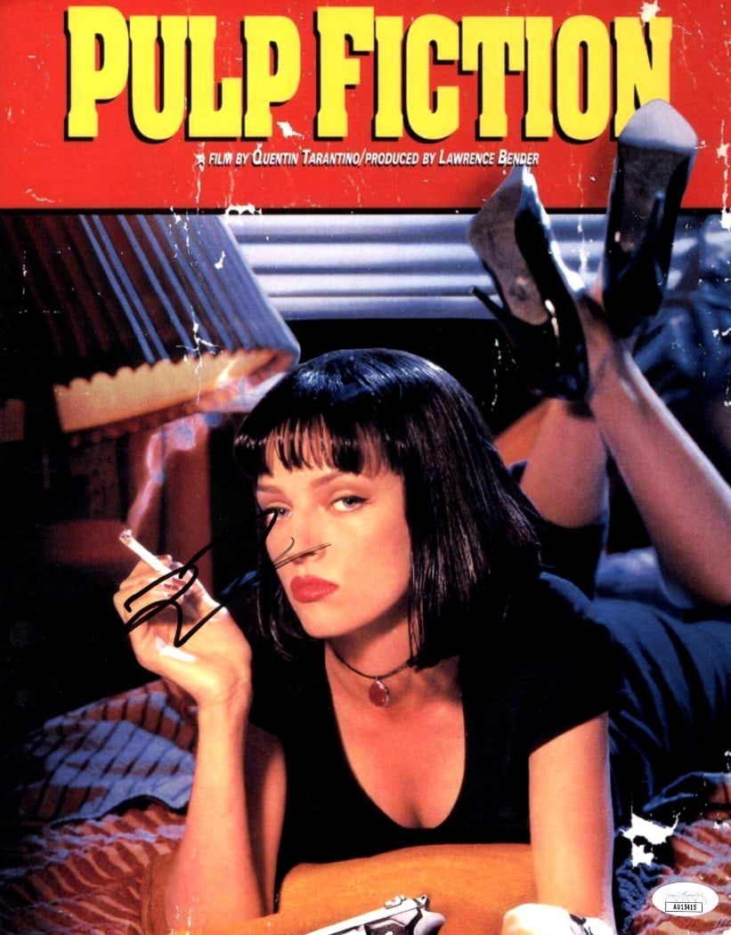 Quentin Tarantino Signed 11X14 Pulp Fiction Photo JSA Authenticated: Quentin Tarantino Signed 11X14 Pulp Fiction Photo JSA Authenticated This is an original 11X14 photograph signed by acclaimed filmmaker Quentin Tarantino. The autograph has been authenticated by James 