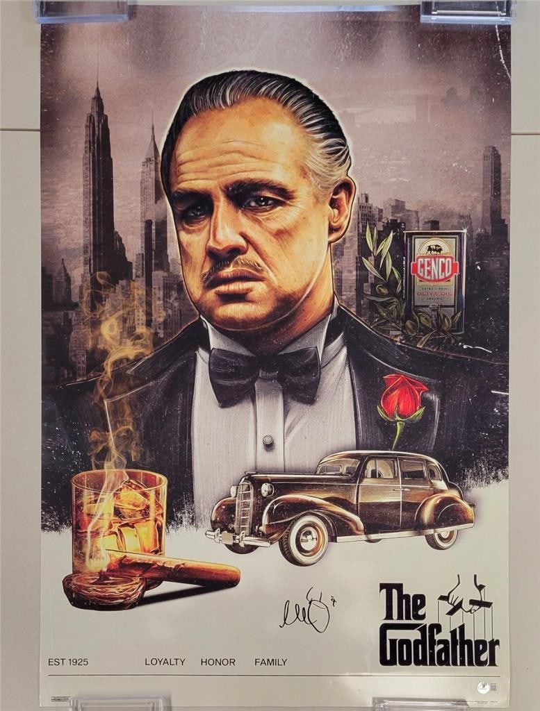 The Godfather 24x36 Poster Signed by Al Pacino Beckett Authenticated: The Godfather 24x36 Poster Signed by Al Pacino Beckett Authenticated This is an original 24x36 poster from The Godfather, featuring an authentic autograph by Al Pacino. The signature has been authenti