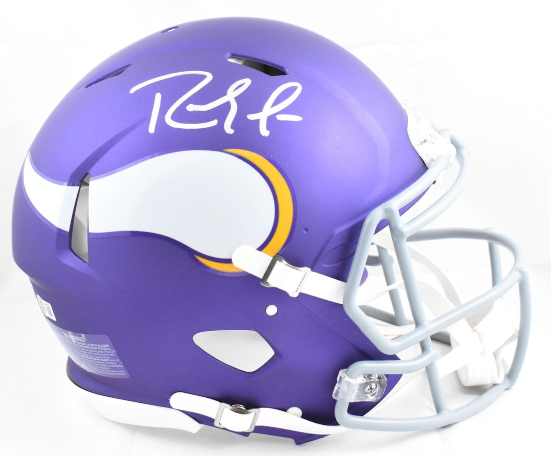 Minnesota Vikings Speed Authentic Helmet Randy Moss Beckett Holo: Minnesota Vikings Speed Authentic Helmet Randy Moss Beckett Holo This is a Minnesota Vikings full-size Tribute Speed Authentic helmet autographed by Randy Moss. The helmet is an original item and come