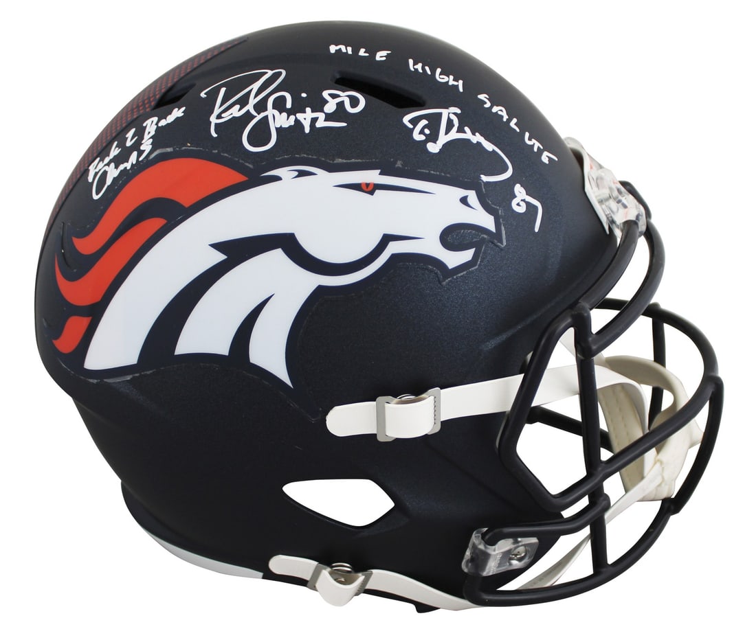 Rod Smith Ed McCaffrey Autographed Denver Broncos Full Size Speed Replica Helmet BAS (1 of 3)