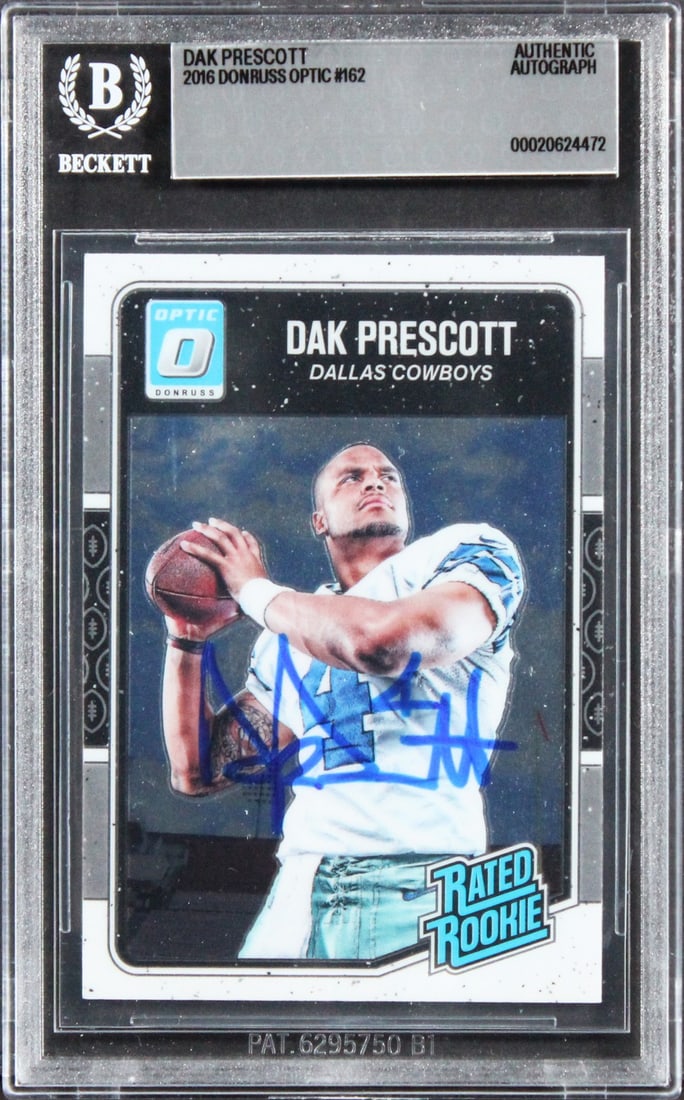 Dak Prescott 2016 Donruss Optic 162 Rookie Auto Beckett Slabbed (1 of 2)