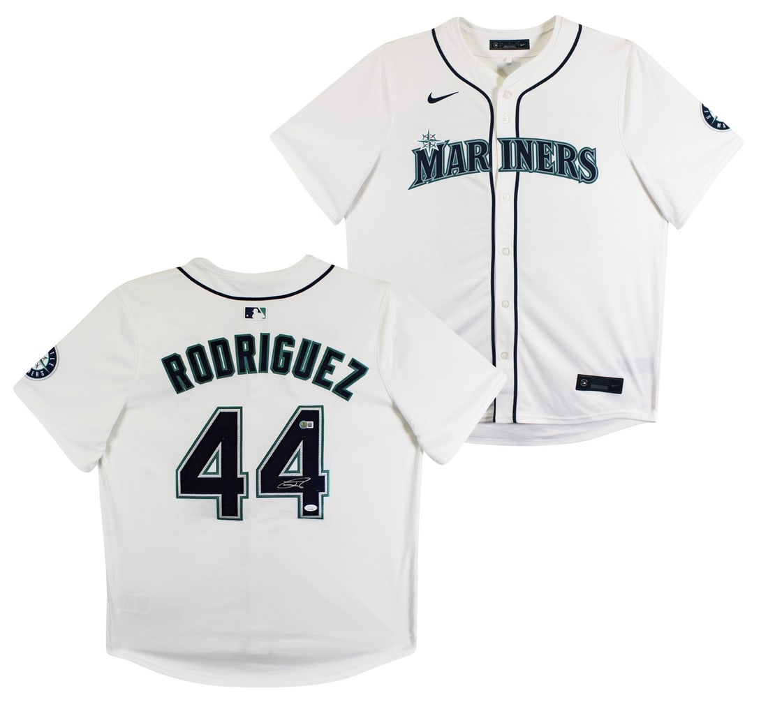 Beckett Authenticated Julio Rodriguez Seattle Mariners White Nike Jersey: Beckett Authenticated Julio Rodriguez Seattle Mariners White Nike Jersey Authentic white Nike jersey personally signed by Julio Rodriguez of the Seattle Mariners. This original autographed jersey incl
