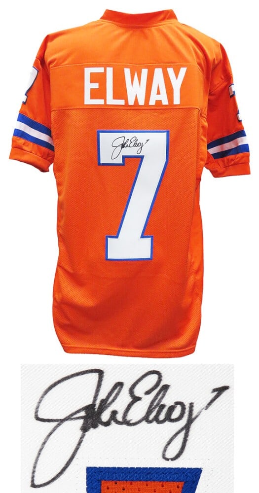John Elway Signed Denver Broncos Orange Crush Jersey with COA: John Elway Signed Denver Broncos Orange Crush Jersey with COA Celebrate the legacy of football legend John Elway with this original signed Orange Crush custom football jersey from the Denver Broncos. 