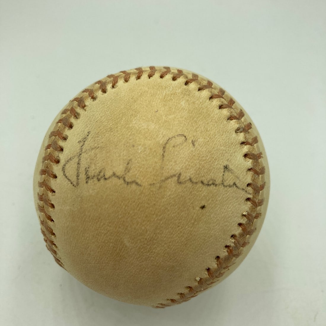 Baseball Signed by Frank Sinatra with Beckett Certificate of Authenticity: Baseball Signed by Frank Sinatra with Beckett Certificate of Authenticity This is a rare baseball personally signed by Frank Sinatra. The autograph is authenticated and comes with a full letter of aut
