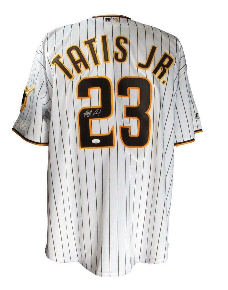 Autographed San Diego Padres White Majestic Jersey XL by Fernando Tatis Jr JSA (1 of 4)