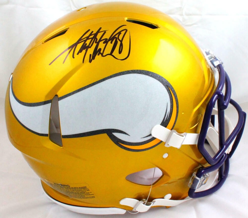 Signed Adrian Peterson Minnesota Vikings Full Size Flash Speed Helmet (1 of 5)