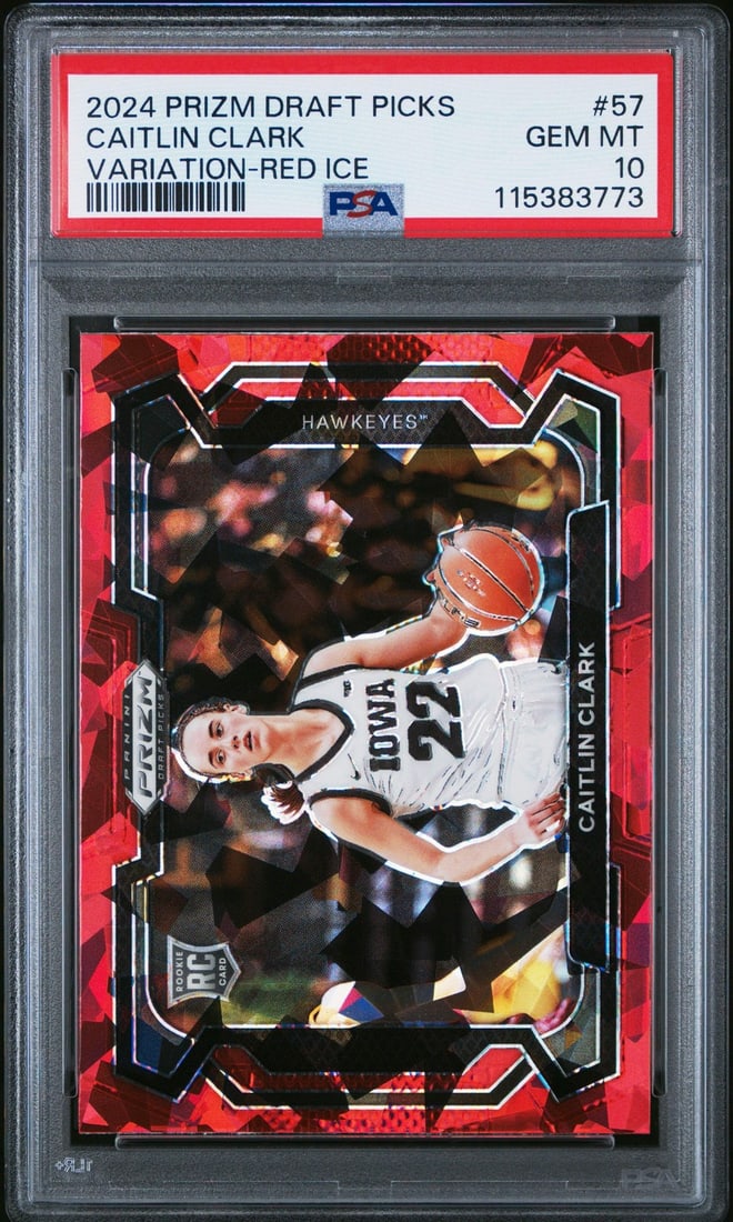 2024 Panini Prizm DP Caitlin Clark #57 Red Ice RC Card PSA 10 (1 of 2)