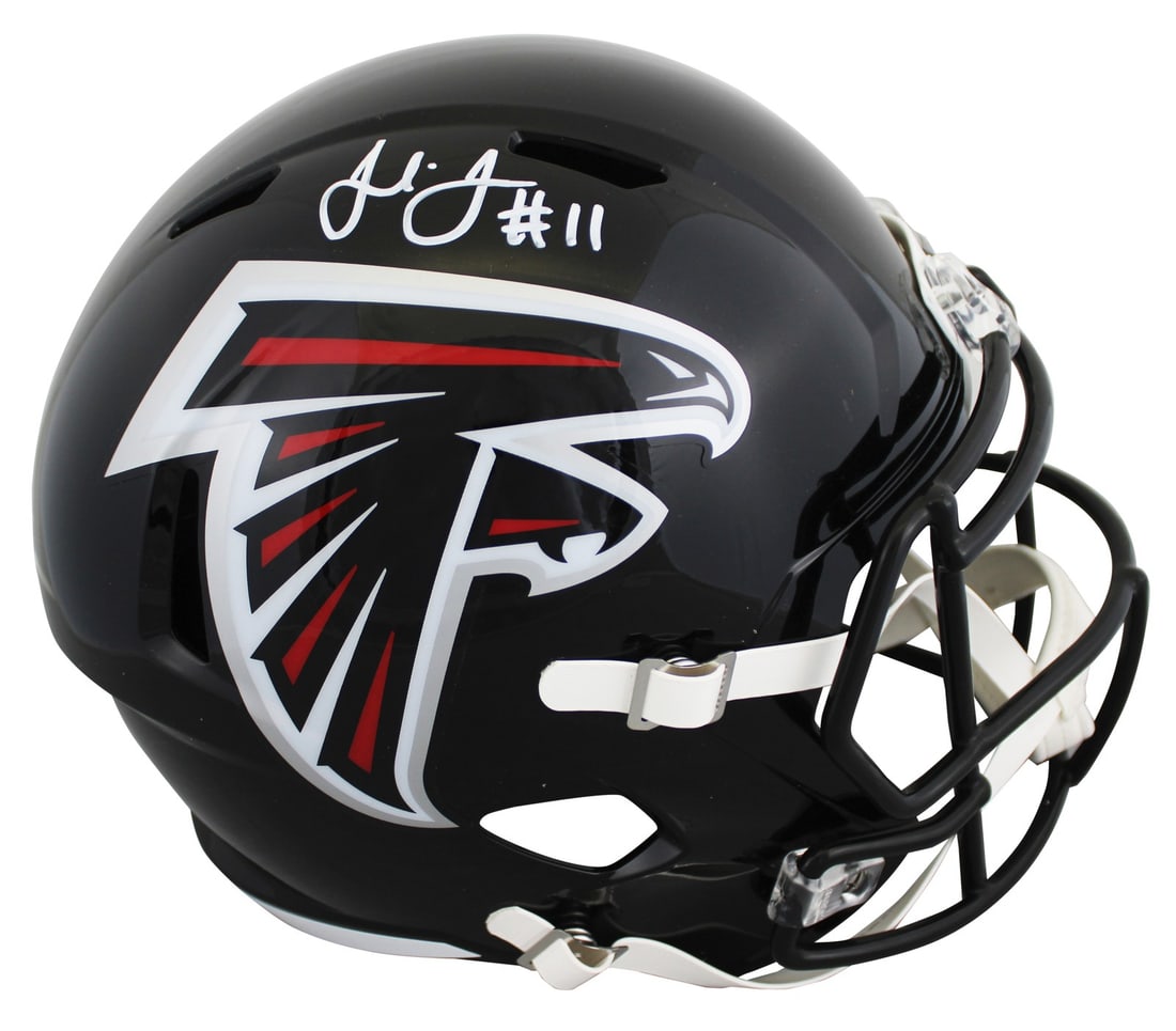 Julio Jones autographed Falcons full size Speed replica throwback helmet BAS: Julio Jones autographed Falcons full size Speed replica throwback helmet BAS Autographed 2003-19 throwback full size speed rep helmet personally signed by Julio Jones of the Atlanta Falcons. The item 
