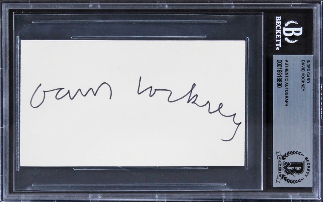 David Hockney Signed 3x5 Index Card Authenticated by Beckett (1 of 2)