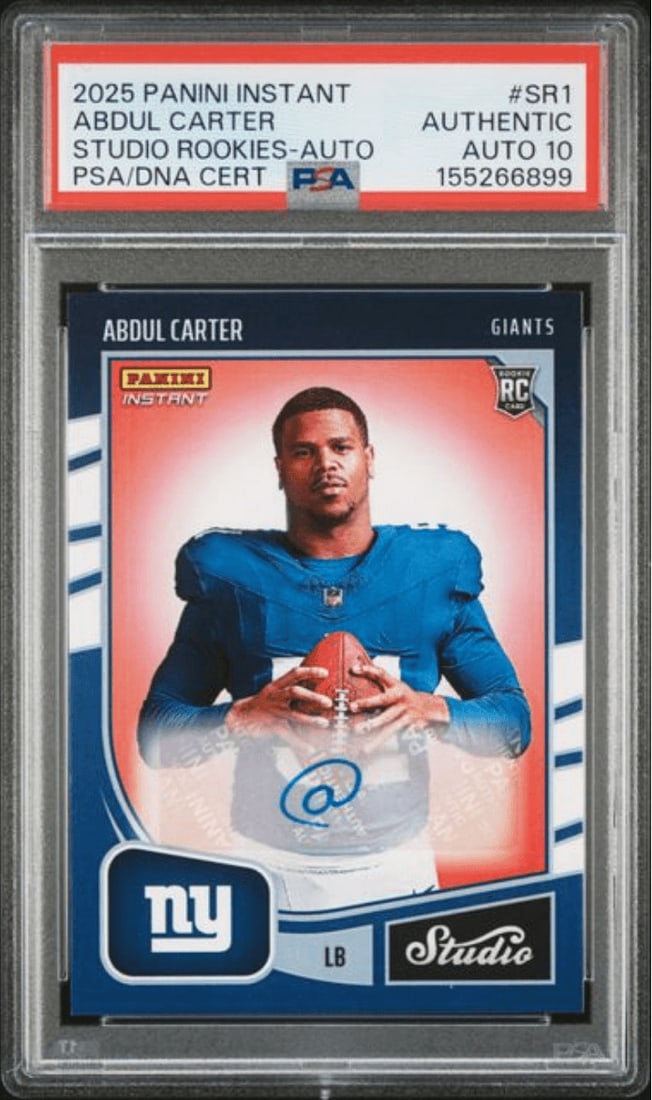 PSA 10 Abdul Carter 2025 Panini Instant SR1 Rookie Auto /99 (1 of 2)