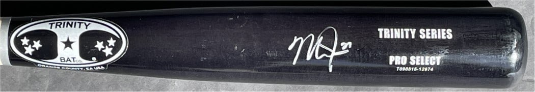 Mike Trout Signed Trinity Baseball Bat Los Angeles Angels JSA Authenticated: Mike Trout Signed Trinity Baseball Bat Los Angeles Angels JSA Authenticated This is a Mike Trout autographed Trinity baseball bat, representing the talented centerfielder of the Los Angeles Angels. Th