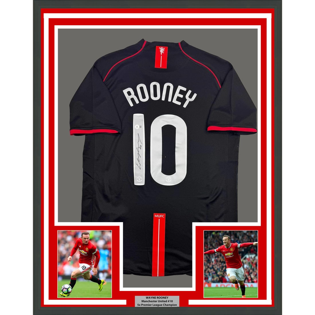 Wayne Rooney Signed Manchester United Jersey Framed with Beckett Certification 35x39 (1 of 2)