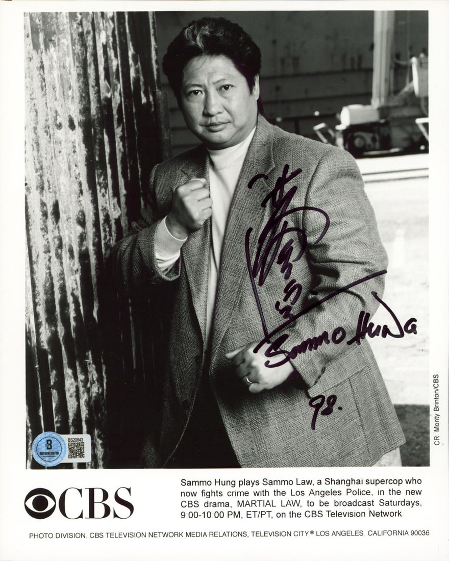 Sammo Hung signed Martial Law 8x10 vertical photo BAS authenticated: Sammo Hung signed Martial Law 8x10 vertical photo BAS authenticated This is an autographed vertical 8x10 inch photograph personally signed by Sammo Hung from Martial Law. The photo includes a Beckett 