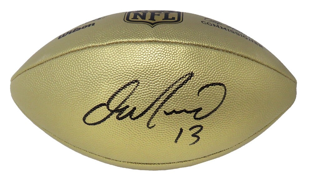 Dan Marino Signed Wilson Duke Gold Metallic NFL Football with COA: Dan Marino Signed Wilson Duke Gold Metallic NFL Football with COA Celebrate the legacy of football legend Dan Marino with this signed Wilson Duke gold metallic NFL full-size replica football. This ori