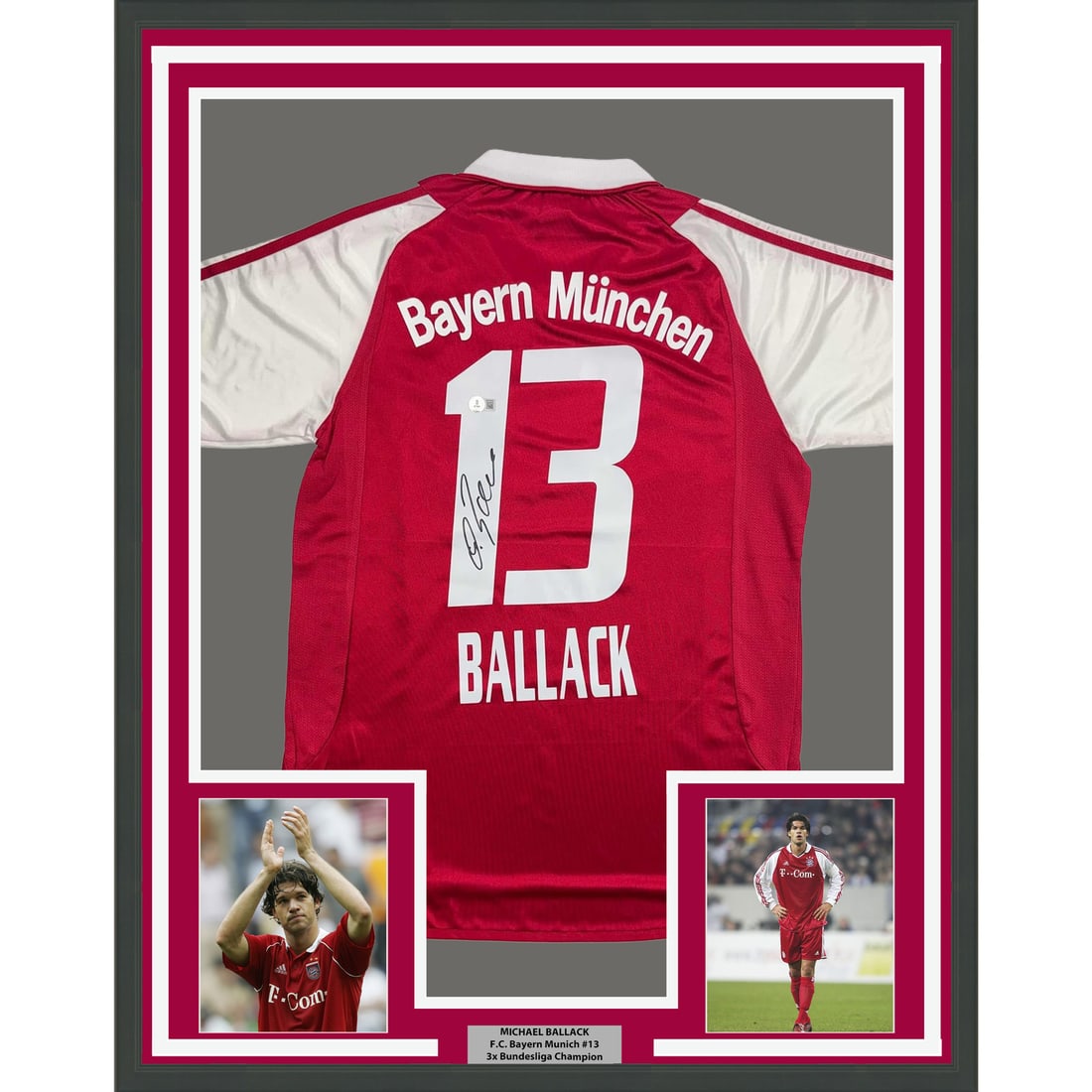 Michael Ballack Bayern Munich Signed Framed Jersey 35x39 Beckett Authenticated (1 of 2)