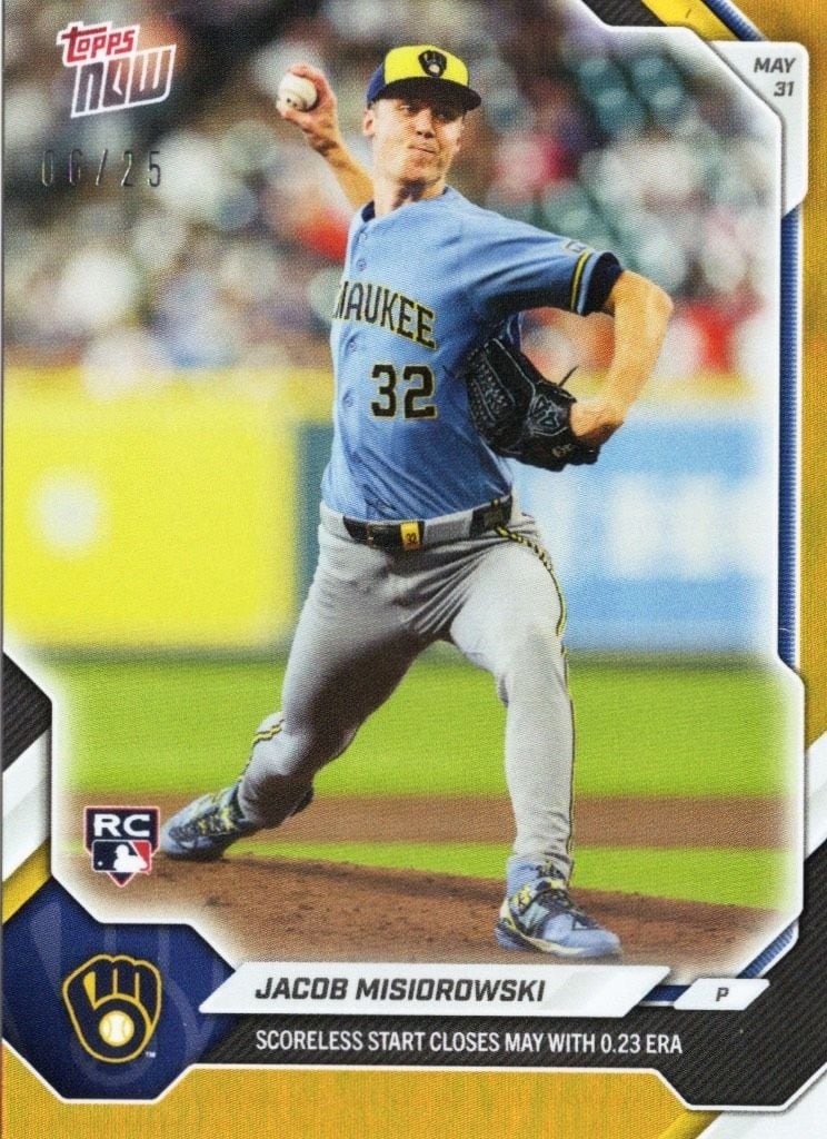 2026 Topps Now #272 Jacob Misiorowski Orange Foil Rookie Card /25 (1 of 2)