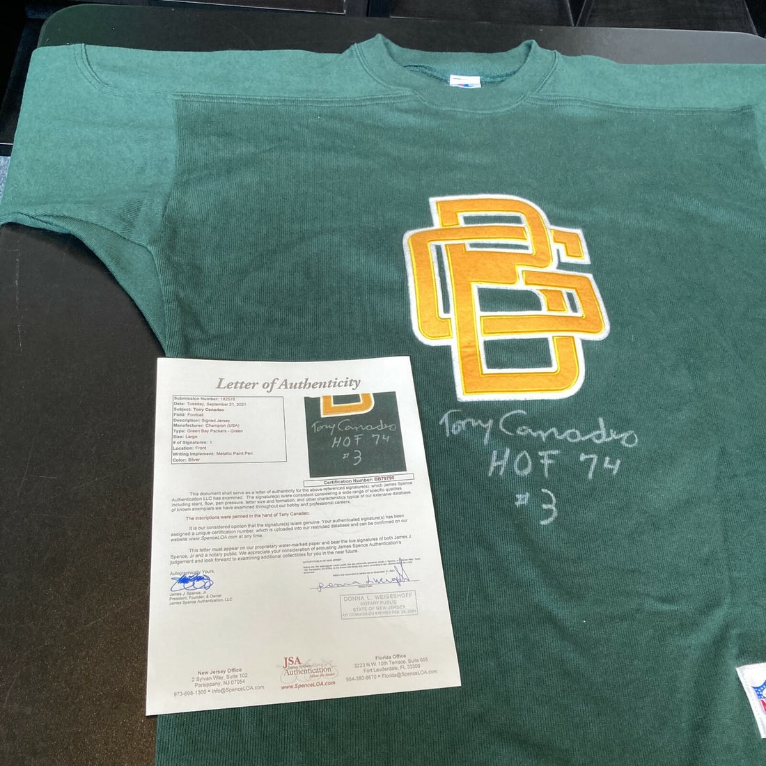Tony Canadeo Signed Green Bay Packers Jersey HOF 1974 JSA COA (1 of 8)