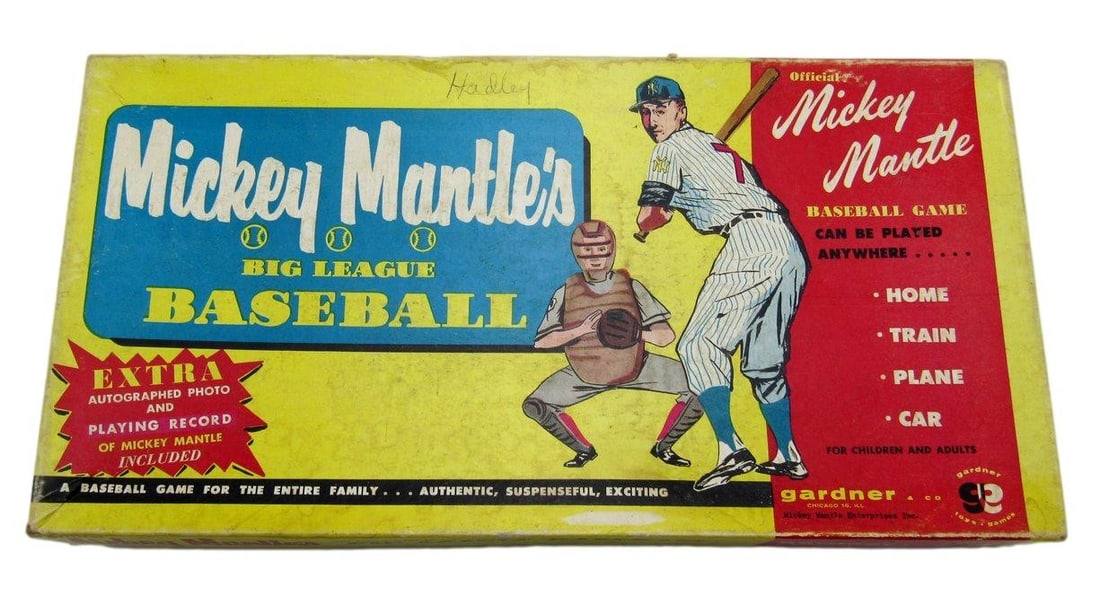 1957 Board Game Mickey Mantle Big League Baseball with Spinner Die (1 of 7)