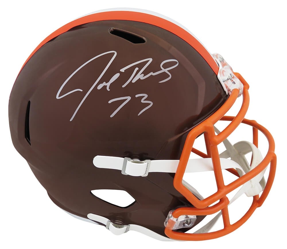 Joe Thomas Signed Cleveland Browns Flash Riddell Full Size Helmet with COA: Joe Thomas Signed Cleveland Browns Flash Riddell Full Size Helmet with COA This is a signed Cleveland Browns FLASH Riddell full size speed replica helmet by Joe Thomas, a celebrated NFL player and Hal