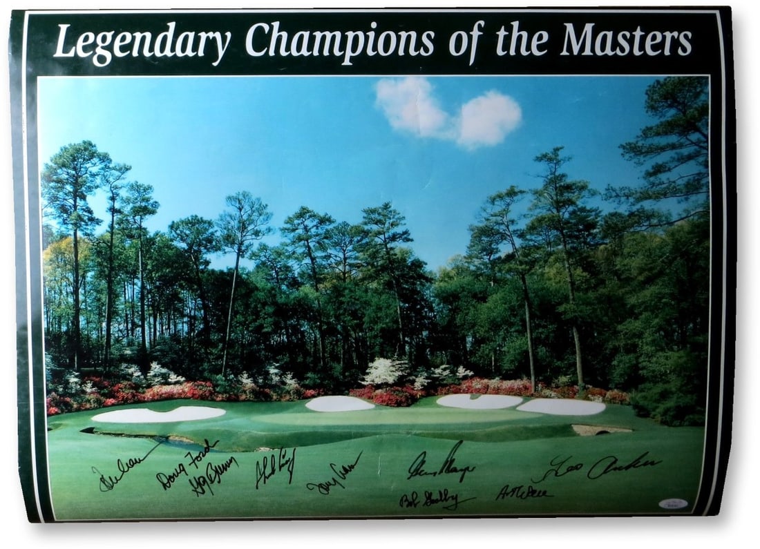PGA Legends Multi-Signed Golf Poster JSA Auth Gary Player Ford Brewer Goalby: PGA Legends Multi-Signed Golf Poster JSA Auth Gary Player Ford Brewer Goalby This is an original multi-signed PGA Legends autographed poster featuring signatures from Tommy Aaron (twice), Doug Ford, G