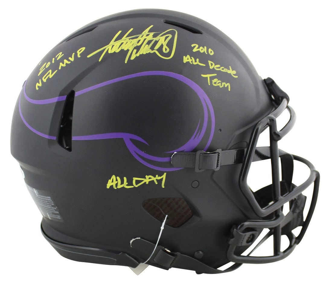 Adrian Peterson Signed Eclipse Authentic Vikings Helmet With Three Inscriptions BAS COA (1 of 7)