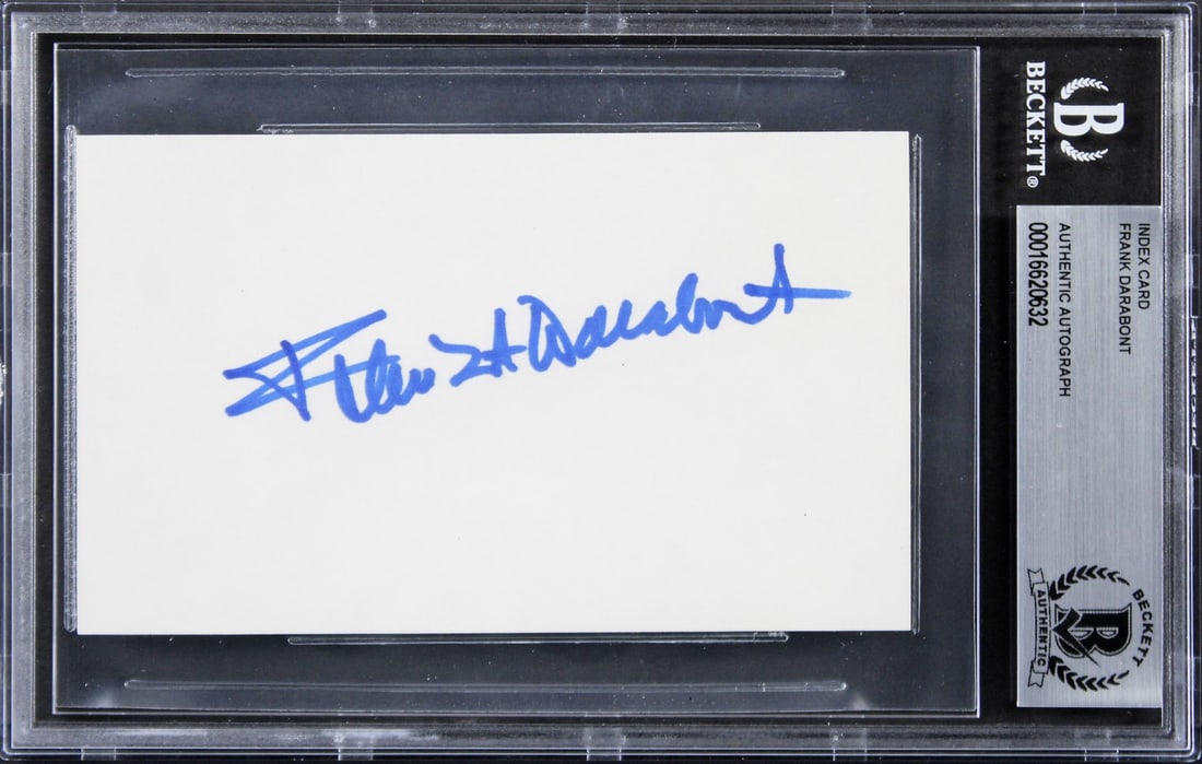 Frank Darabont Autographed 3x5 Index Card Beckett Authenticated: Frank Darabont Autographed 3x5 Index Card Beckett Authenticated Original autographed 3x5 index card personally signed by Frank Darabont, associated with The Shawshank Redemption. The card is slabbed b