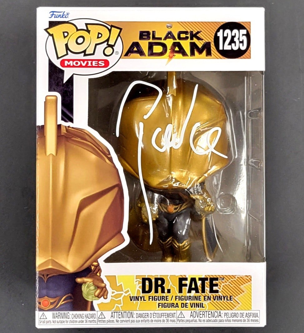 Dr. Fate Black Adam Funko Pop signed by Pierce Brosnan Beckett authenticated: Dr. Fate Black Adam Funko Pop signed by Pierce Brosnan Beckett authenticated This Dr. Fate Funko Pop! from the movie Black Adam is signed by Pierce Brosnan. The autograph has been authenticated by Bec