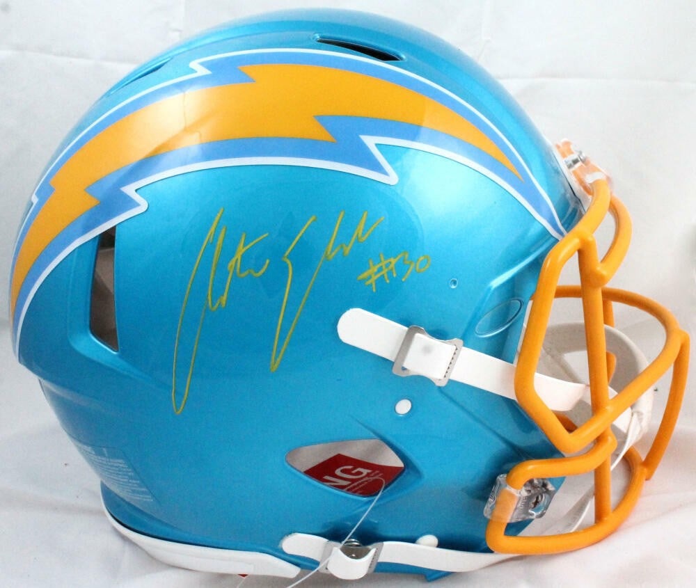 PSA DNA Austin Ekeler signed Chargers Flash Speed full size helmet: PSA DNA Austin Ekeler signed Chargers Flash Speed full size helmet Autographed Los Angeles Chargers full-size Flash Speed authentic helmet signed by Austin Ekeler. The helmet is listed as original and