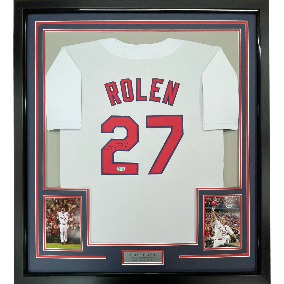 Framed Scott Rolen Autographed Jersey St. Louis Cardinals BAS COA: Framed Scott Rolen Autographed Jersey St. Louis Cardinals BAS COA Celebrate the legacy of Scott Rolen with this professionally framed and autographed St. Louis Cardinals white jersey. This original pi
